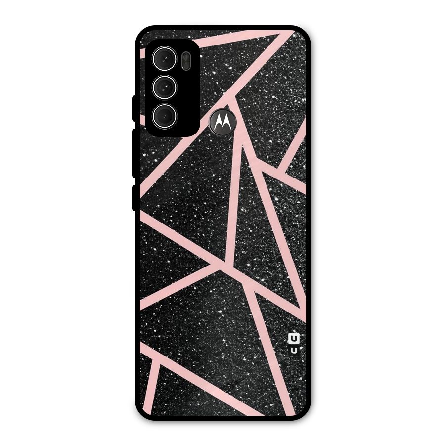 Concrete Black Pink Stripes Metal Back Case for Moto G60