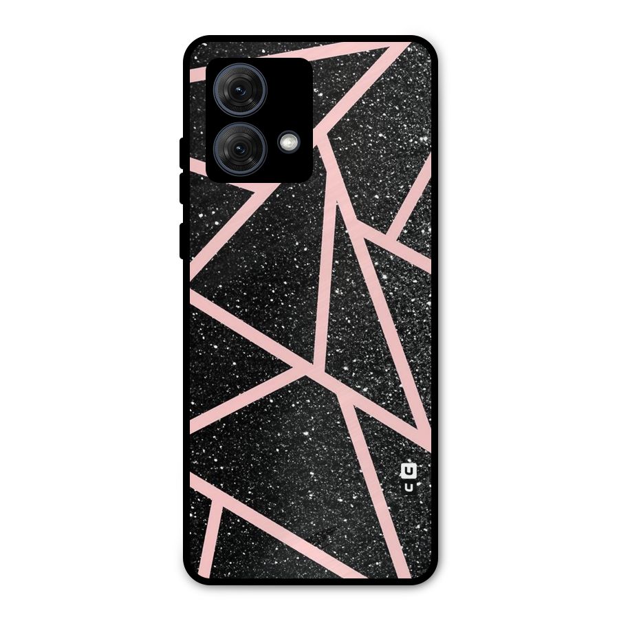 Concrete Black Pink Stripes Metal Back Case for Moto G84