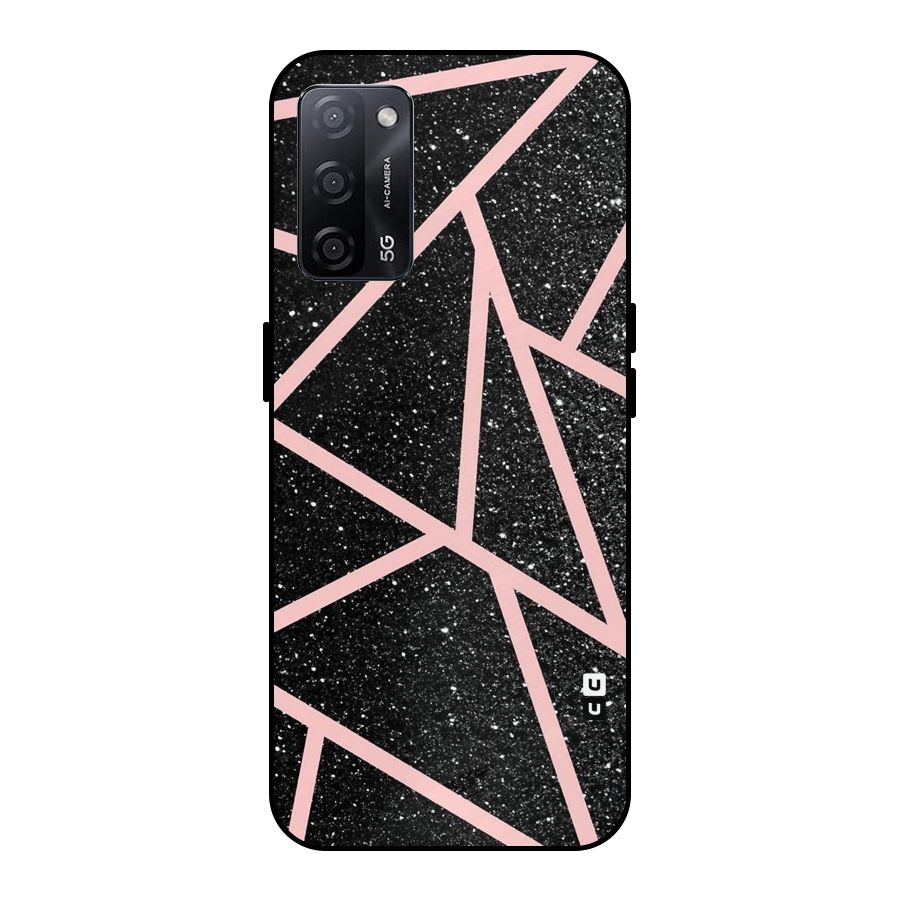 Concrete Black Pink Stripes Metal Back Case for Oppo A53s 5G