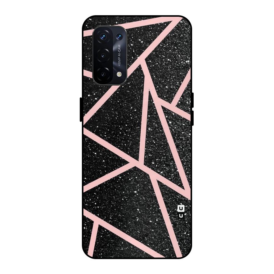 Concrete Black Pink Stripes Metal Back Case for Oppo A74 5G