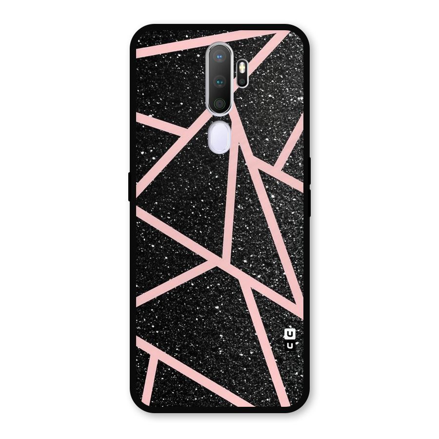 Concrete Black Pink Stripes Metal Back Case for Oppo A9 (2020)