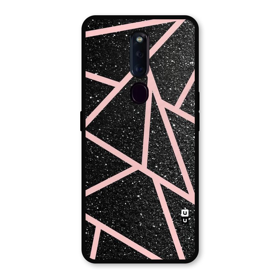 Concrete Black Pink Stripes Metal Back Case for Oppo F11 Pro