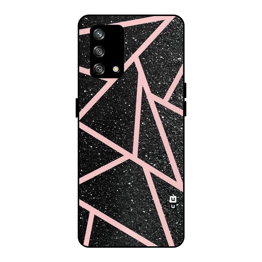 Concrete Black Pink Stripes Metal Back Case for Oppo F19