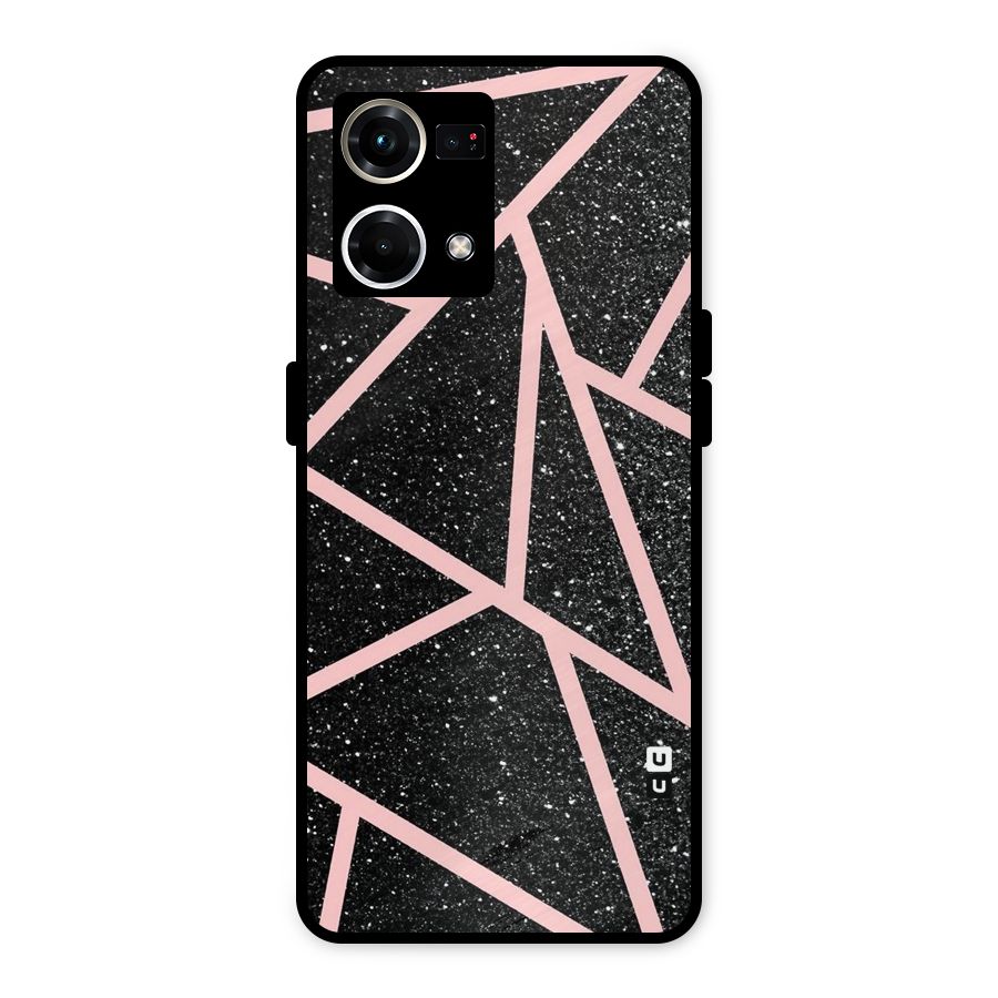 Concrete Black Pink Stripes Metal Back Case for Oppo F21s Pro 4G