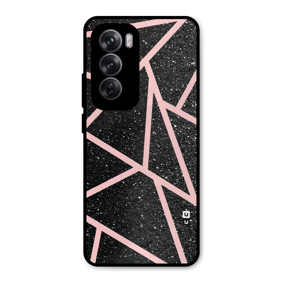 Concrete Black Pink Stripes Metal Back Case for Oppo Reno12 Pro