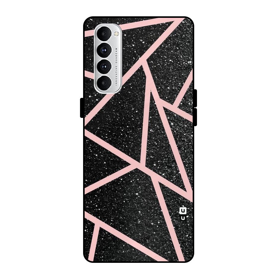 Concrete Black Pink Stripes Metal Back Case for Oppo Reno4 Pro