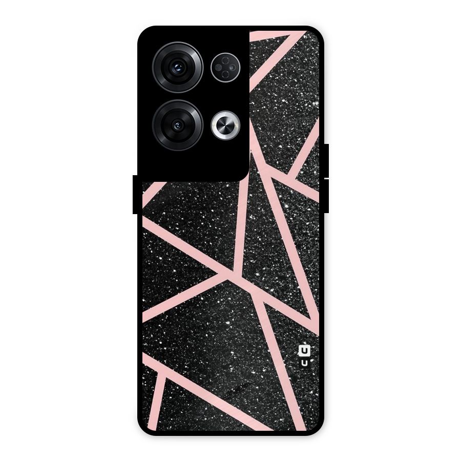 Concrete Black Pink Stripes Metal Back Case for Oppo Reno8 Pro 5G