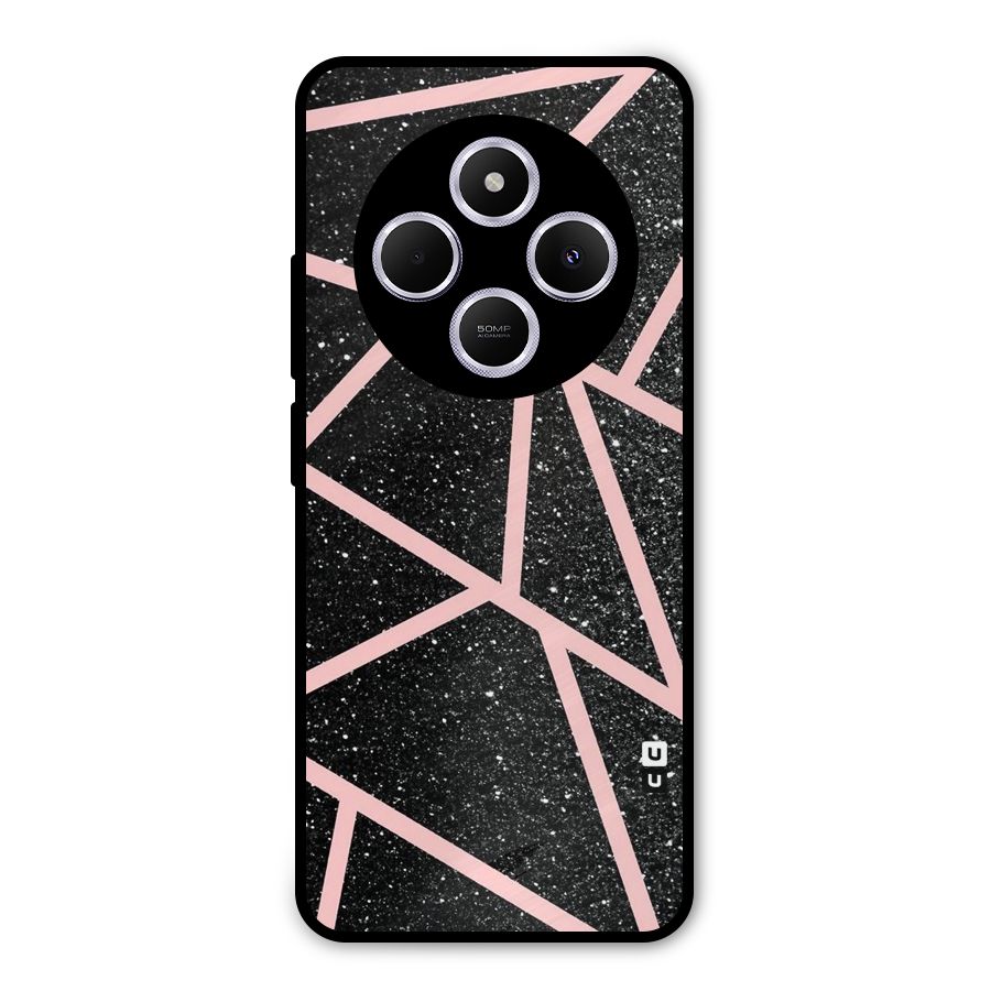 Concrete Black Pink Stripes Metal Back Case for Poco C75 5G