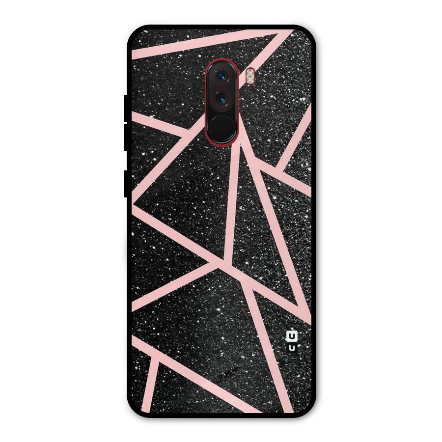 Concrete Black Pink Stripes Metal Back Case for Poco F1
