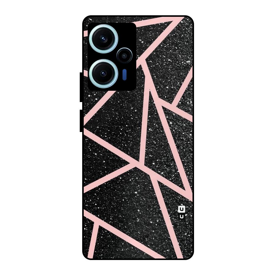 Concrete Black Pink Stripes Metal Back Case for Poco F5