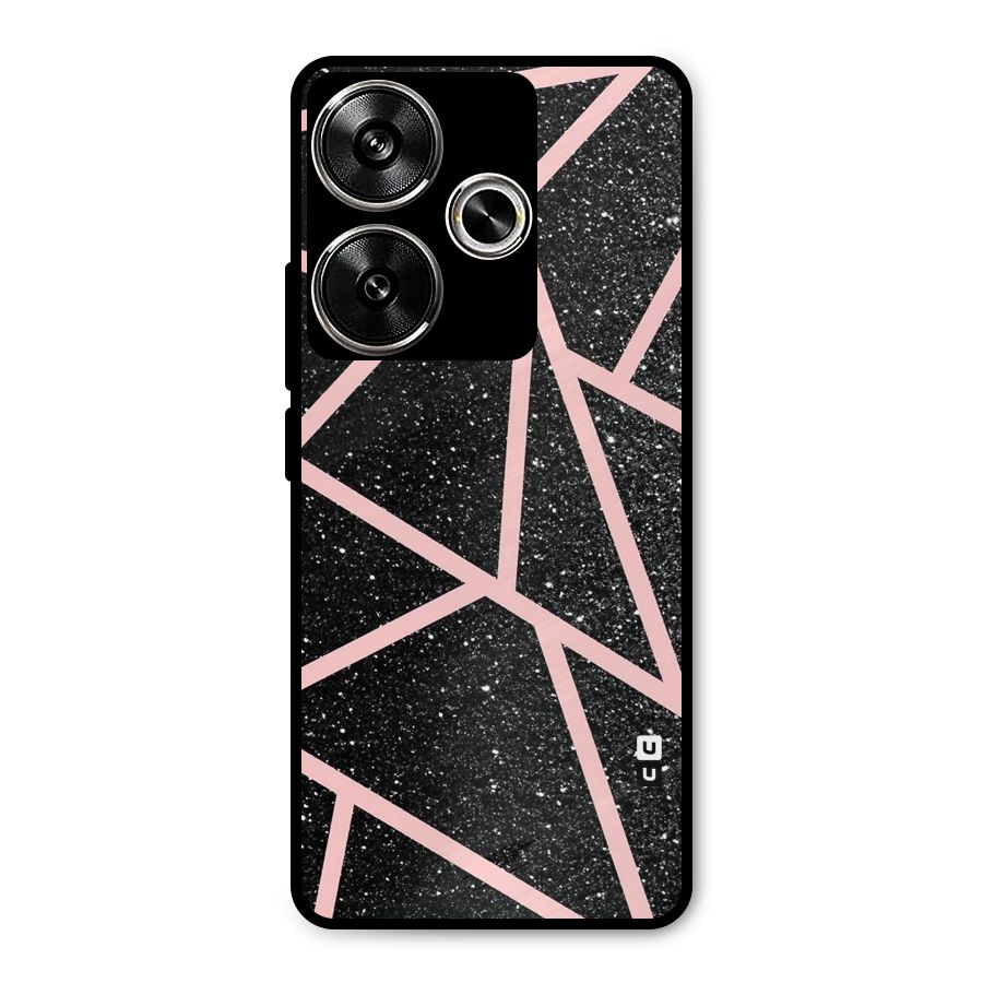 Concrete Black Pink Stripes Metal Back Case for Poco F6