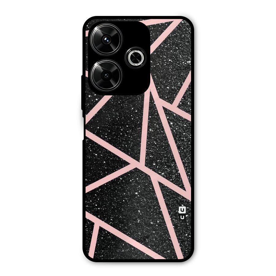 Concrete Black Pink Stripes Metal Back Case for Poco M6 Plus