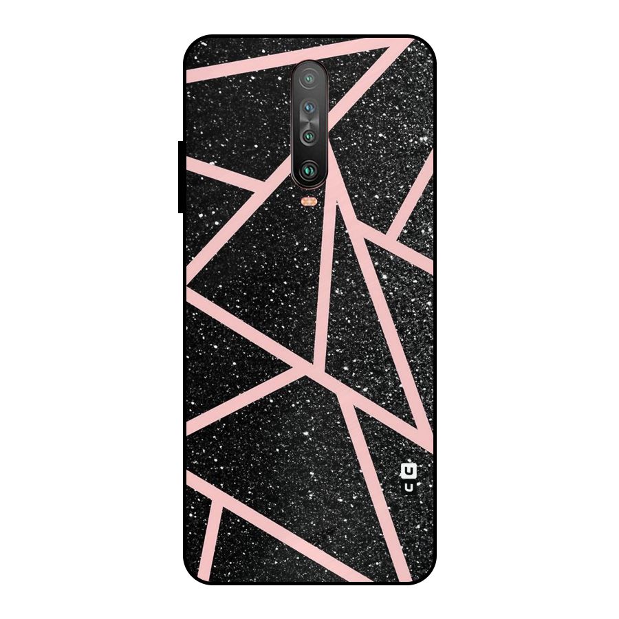 Concrete Black Pink Stripes Metal Back Case for Poco X2