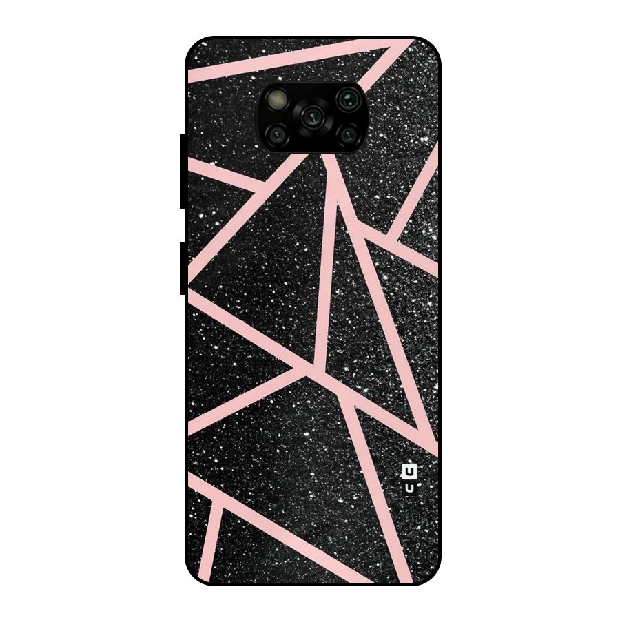 Concrete Black Pink Stripes Metal Back Case for Poco X3