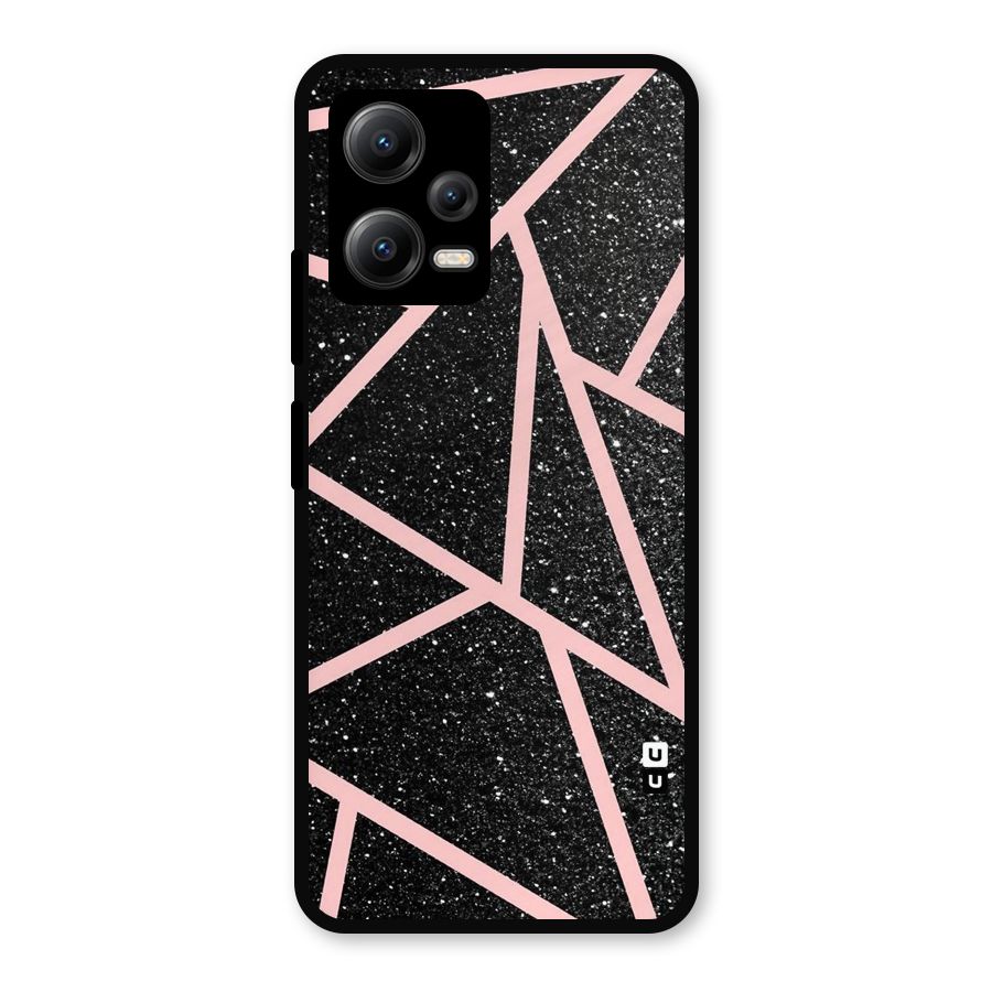 Concrete Black Pink Stripes Metal Back Case for Poco X5