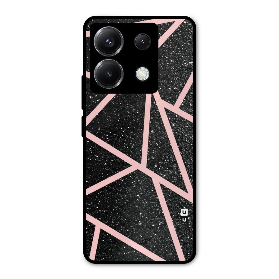 Concrete Black Pink Stripes Metal Back Case for Poco X6
