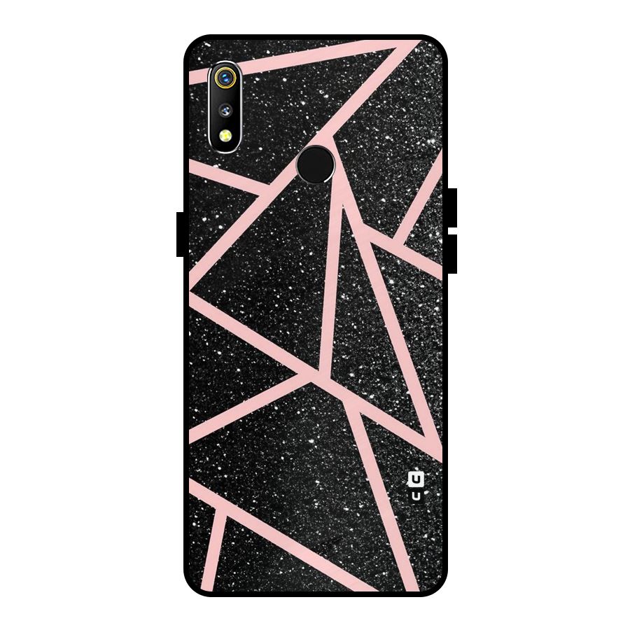 Concrete Black Pink Stripes Metal Back Case for Realme 3