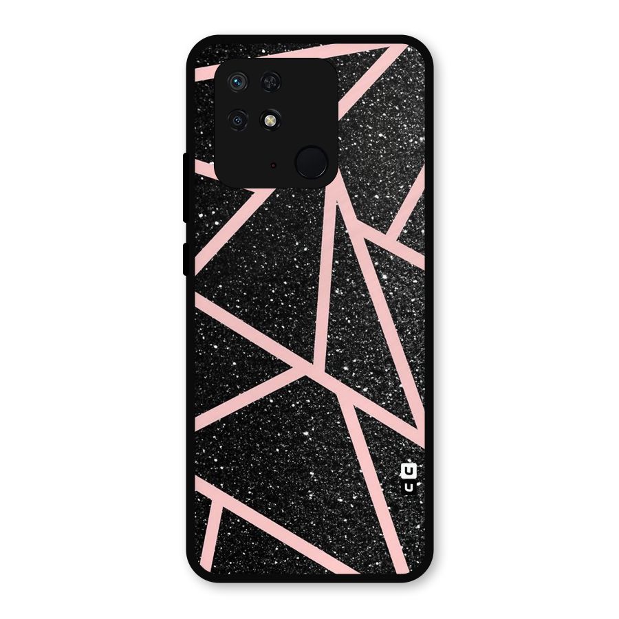 Concrete Black Pink Stripes Metal Back Case for Redmi 10 Power