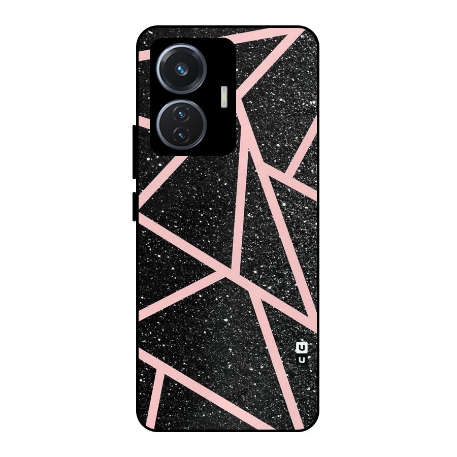 Concrete Black Pink Stripes Metal Back Case for Vivo T1 44W