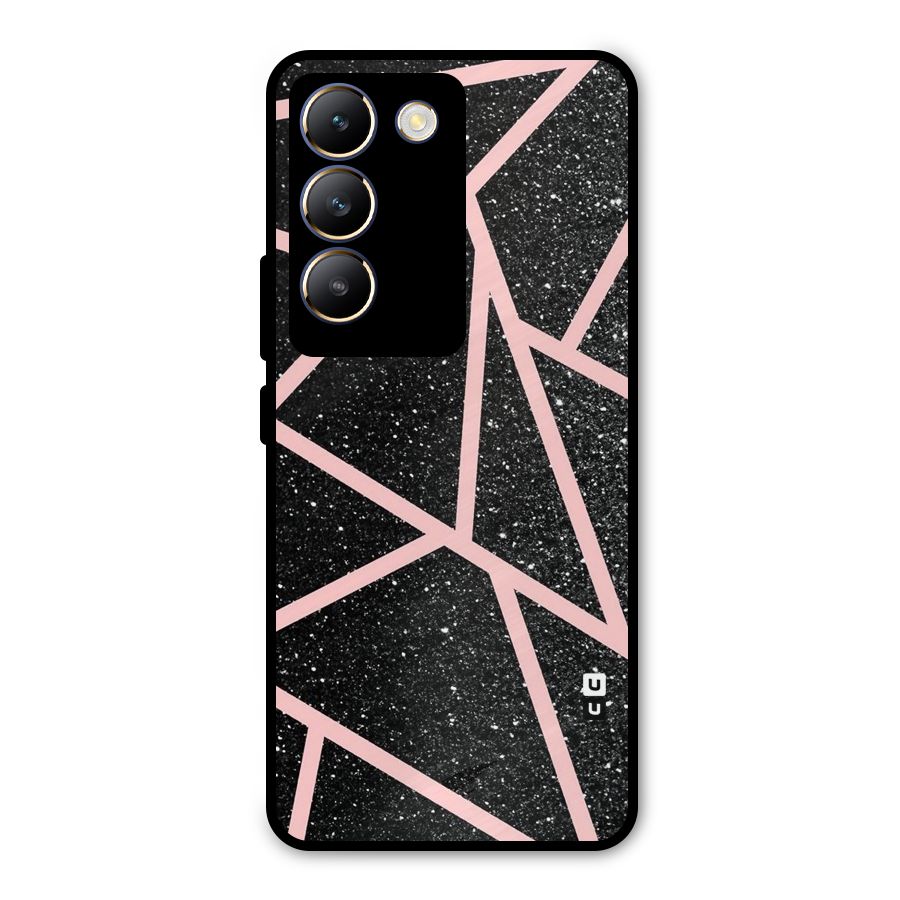 Concrete Black Pink Stripes Metal Back Case for Vivo T3 5G