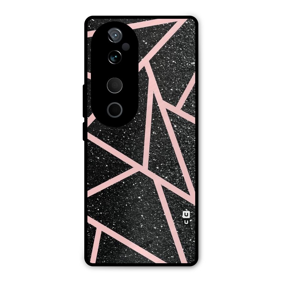 Concrete Black Pink Stripes Metal Back Case for Vivo T3 Ultra