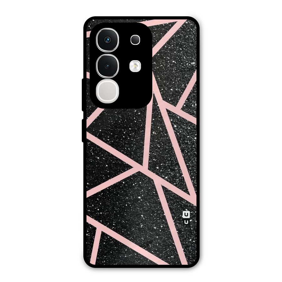 Concrete Black Pink Stripes Metal Back Case for Vivo T4x