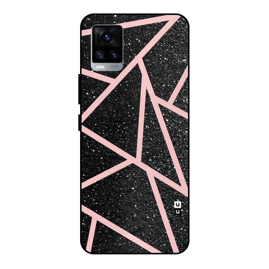 Concrete Black Pink Stripes Metal Back Case for Vivo V20