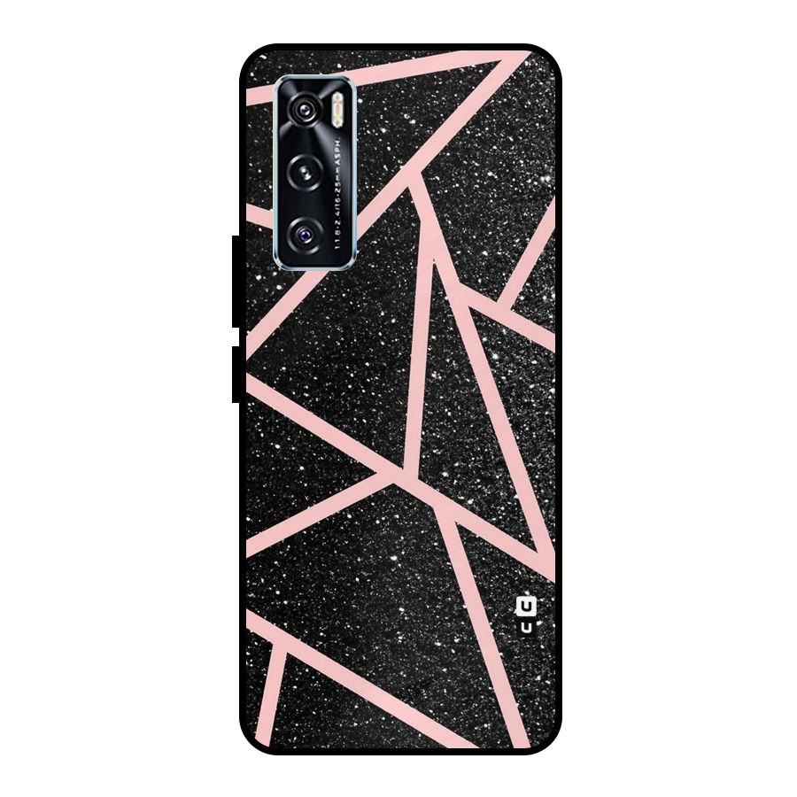 Concrete Black Pink Stripes Metal Back Case for Vivo V20 SE