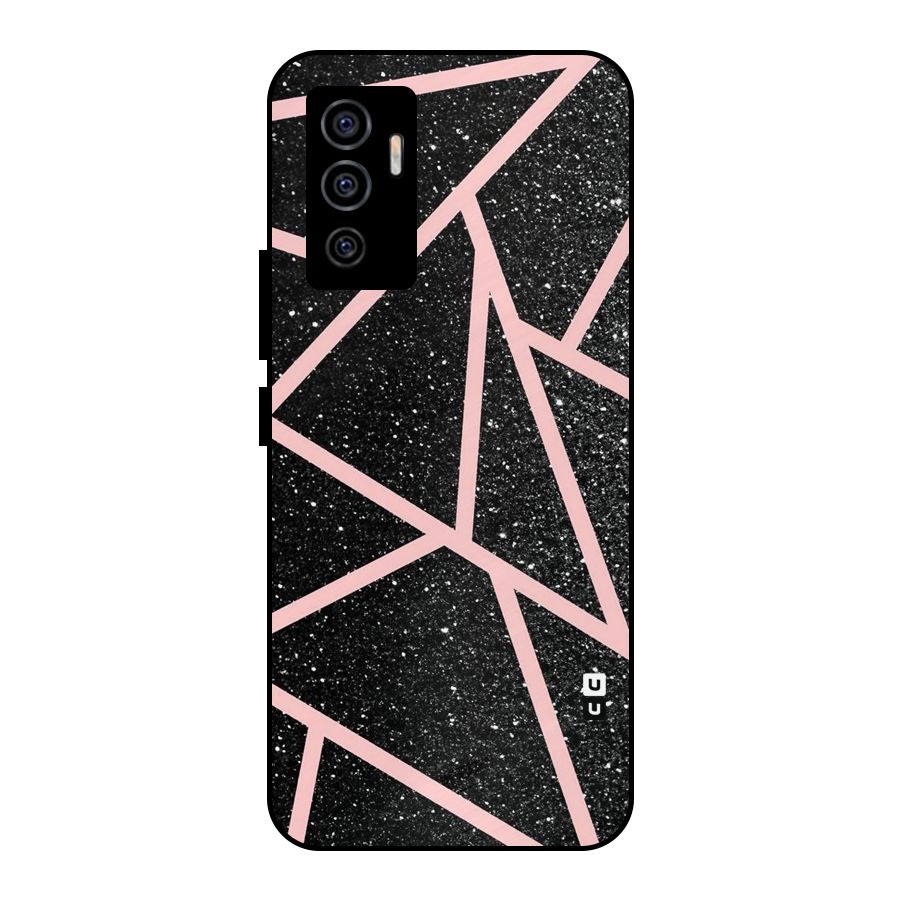 Concrete Black Pink Stripes Metal Back Case for Vivo V23e