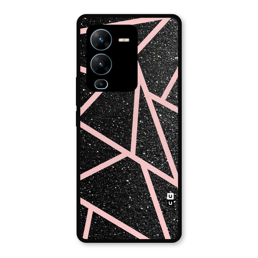 Concrete Black Pink Stripes Metal Back Case for Vivo V25 Pro