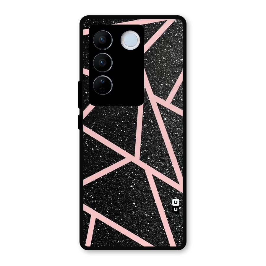 Concrete Black Pink Stripes Metal Back Case for Vivo V27