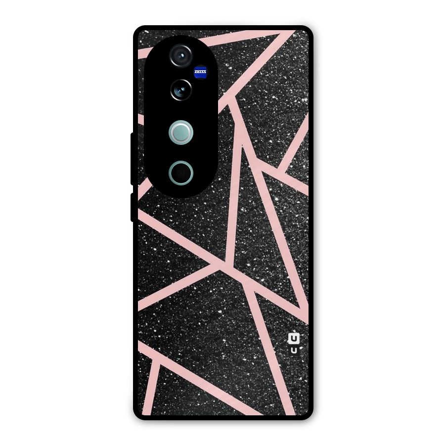 Concrete Black Pink Stripes Metal Back Case for Vivo V40