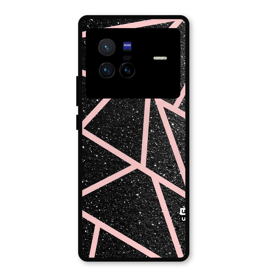 Concrete Black Pink Stripes Metal Back Case for Vivo X80