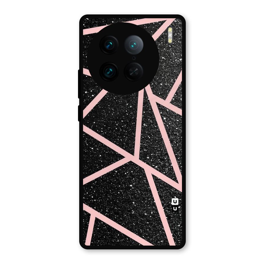 Concrete Black Pink Stripes Metal Back Case for Vivo X90 Pro