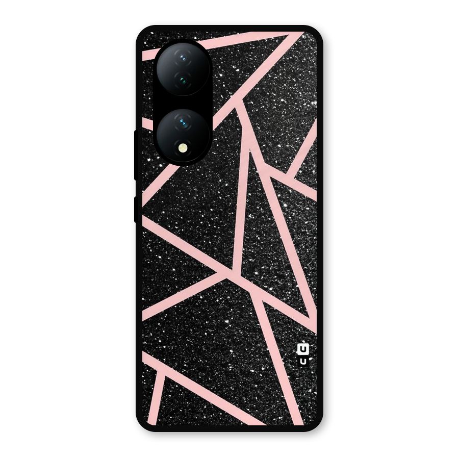 Concrete Black Pink Stripes Metal Back Case for Vivo Y100a