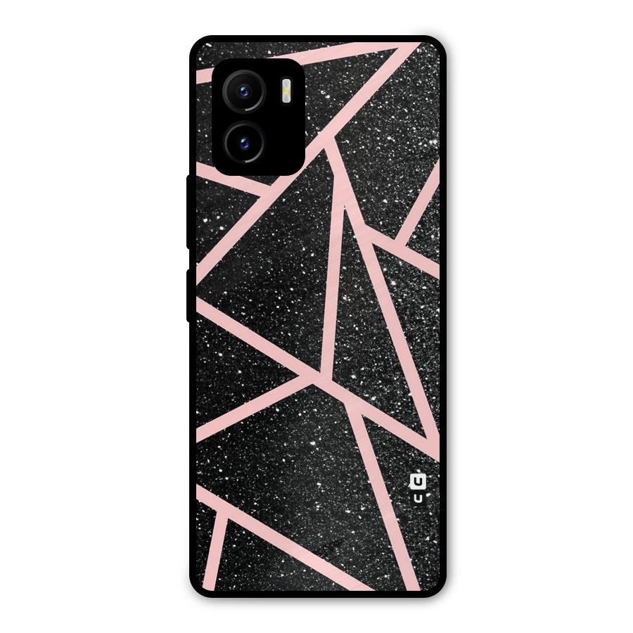 Concrete Black Pink Stripes Metal Back Case for Vivo Y15s