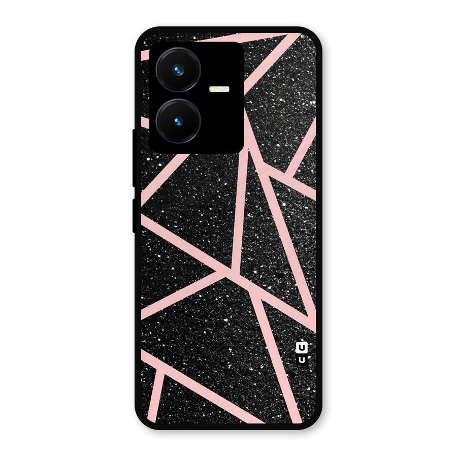 Concrete Black Pink Stripes Metal Back Case for Vivo Y22
