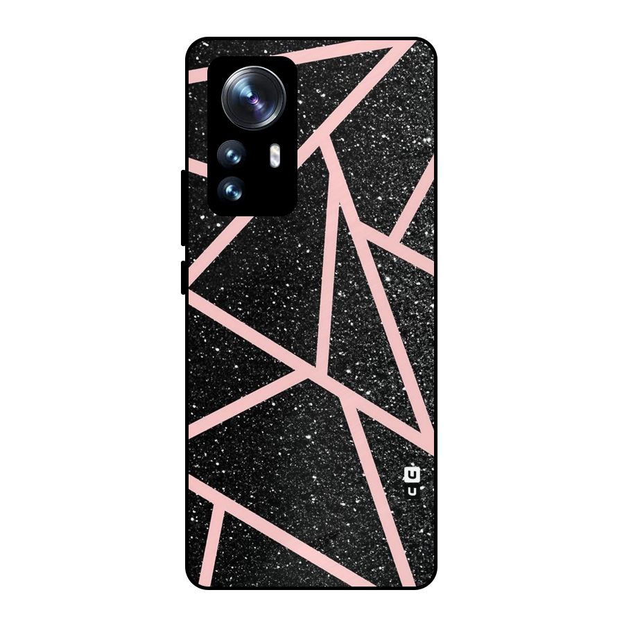 Concrete Black Pink Stripes Metal Back Case for Xiaomi 12 Pro