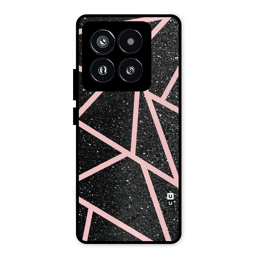 Concrete Black Pink Stripes Metal Back Case for Xiaomi 14 Pro