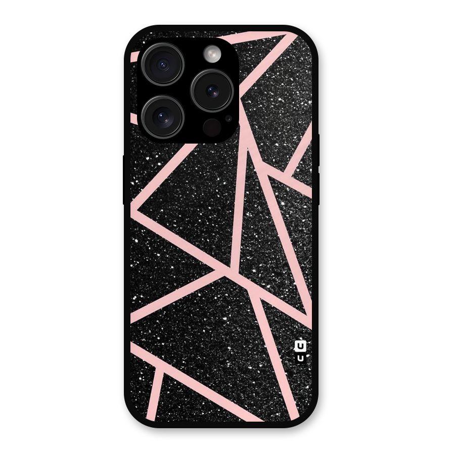 Concrete Black Pink Stripes Metal Back Case for iPhone 15 Pro