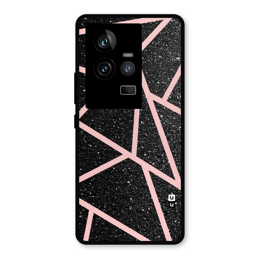 Concrete Black Pink Stripes Metal Back Case for iQOO 11 5G