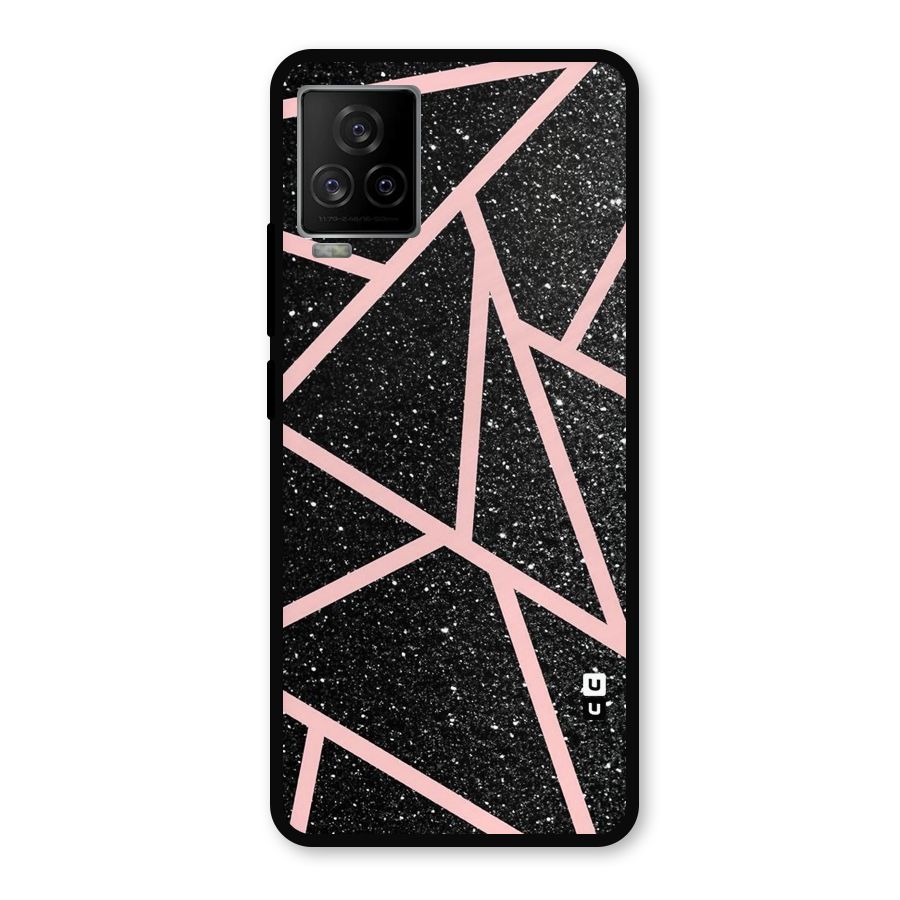 Concrete Black Pink Stripes Metal Back Case for iQOO 7 Legend 5G