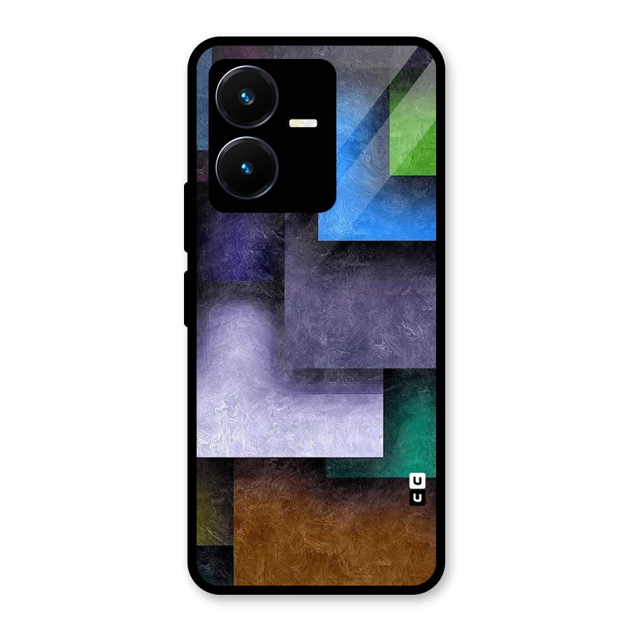 Concrete Squares Glass Back Case for Vivo Y22s