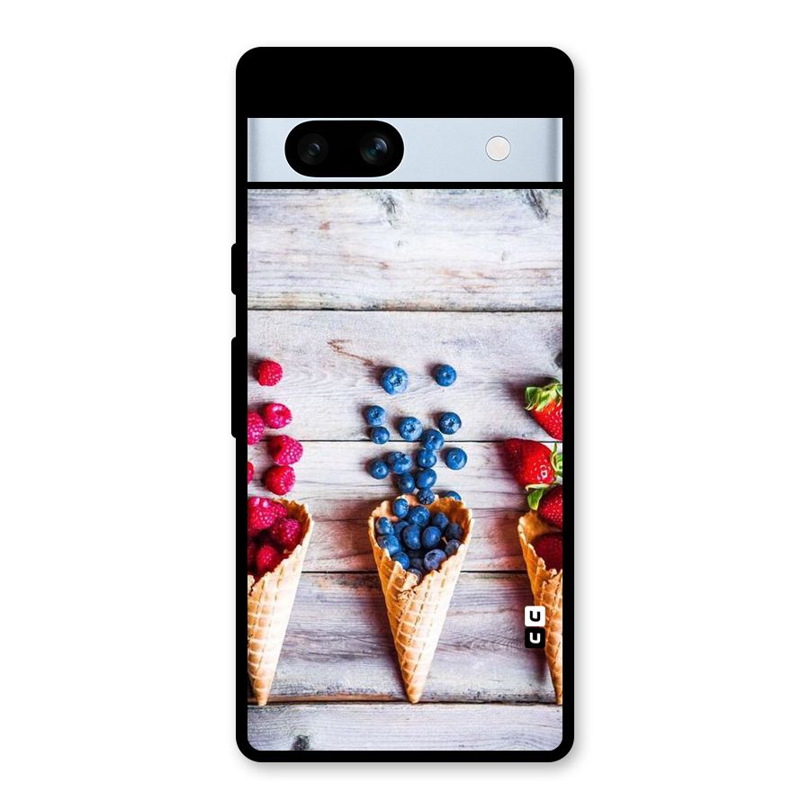 Cone Fruits Design Glass Back Case for Google Pixel 7a