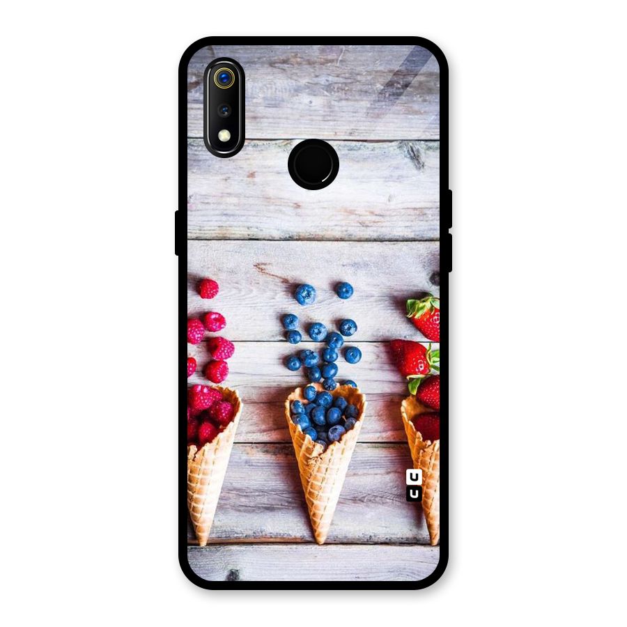 Cone Fruits Design Glass Back Case for Realme 3