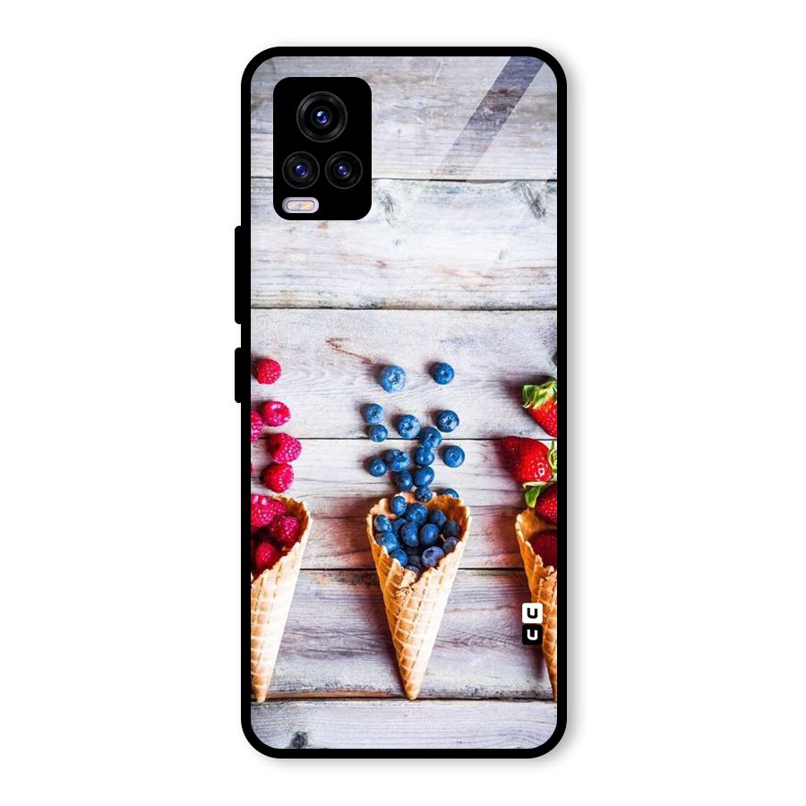 Cone Fruits Design Glass Back Case for Vivo V20 2021
