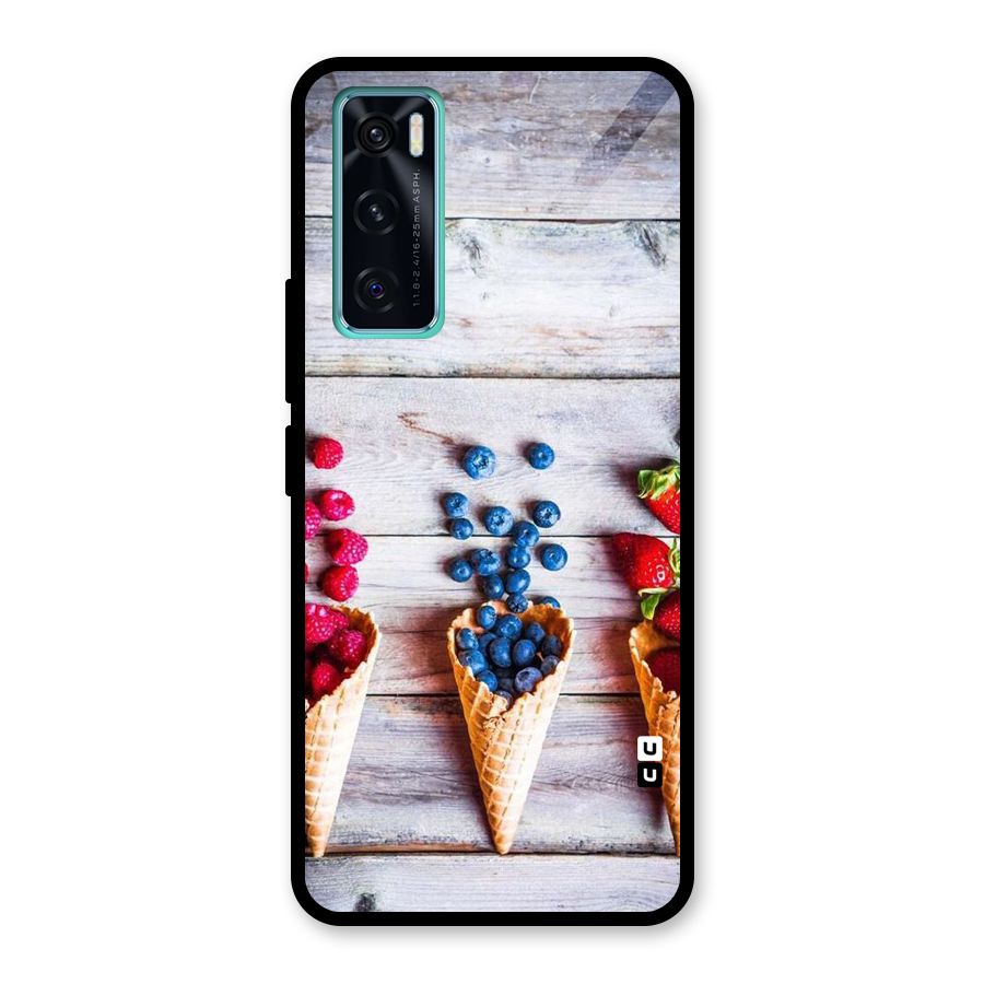 Cone Fruits Design Glass Back Case for Vivo V20 SE