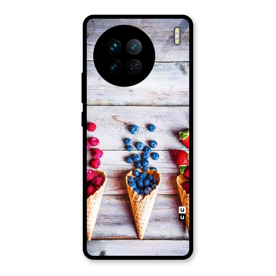 Cone Fruits Design Glass Back Case for Vivo X90
