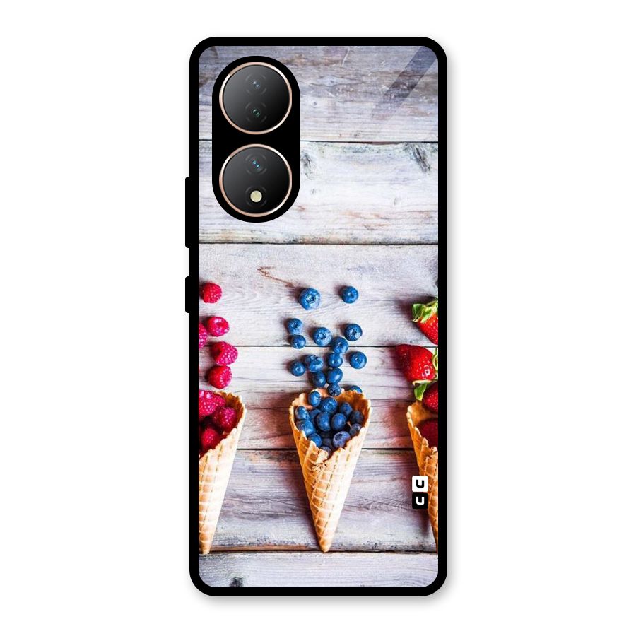 Cone Fruits Design Glass Back Case for Vivo Y100A