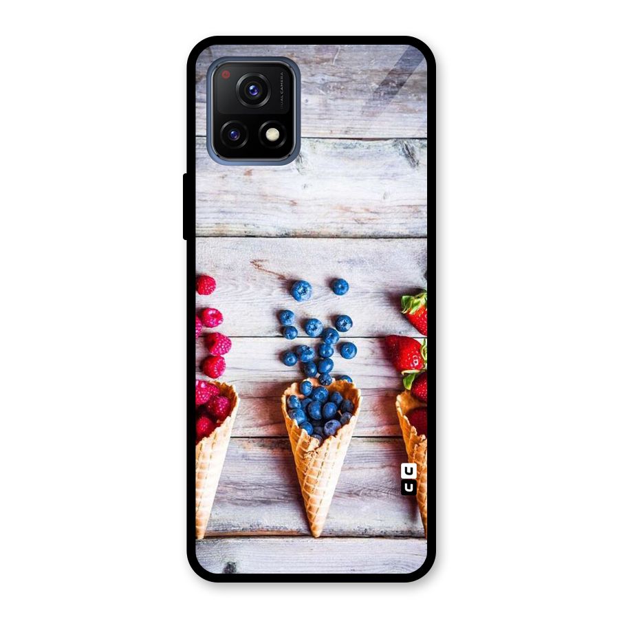 Cone Fruits Design Glass Back Case for Vivo Y72 5G